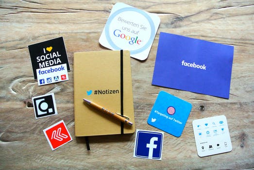 A group of social media logos on a table